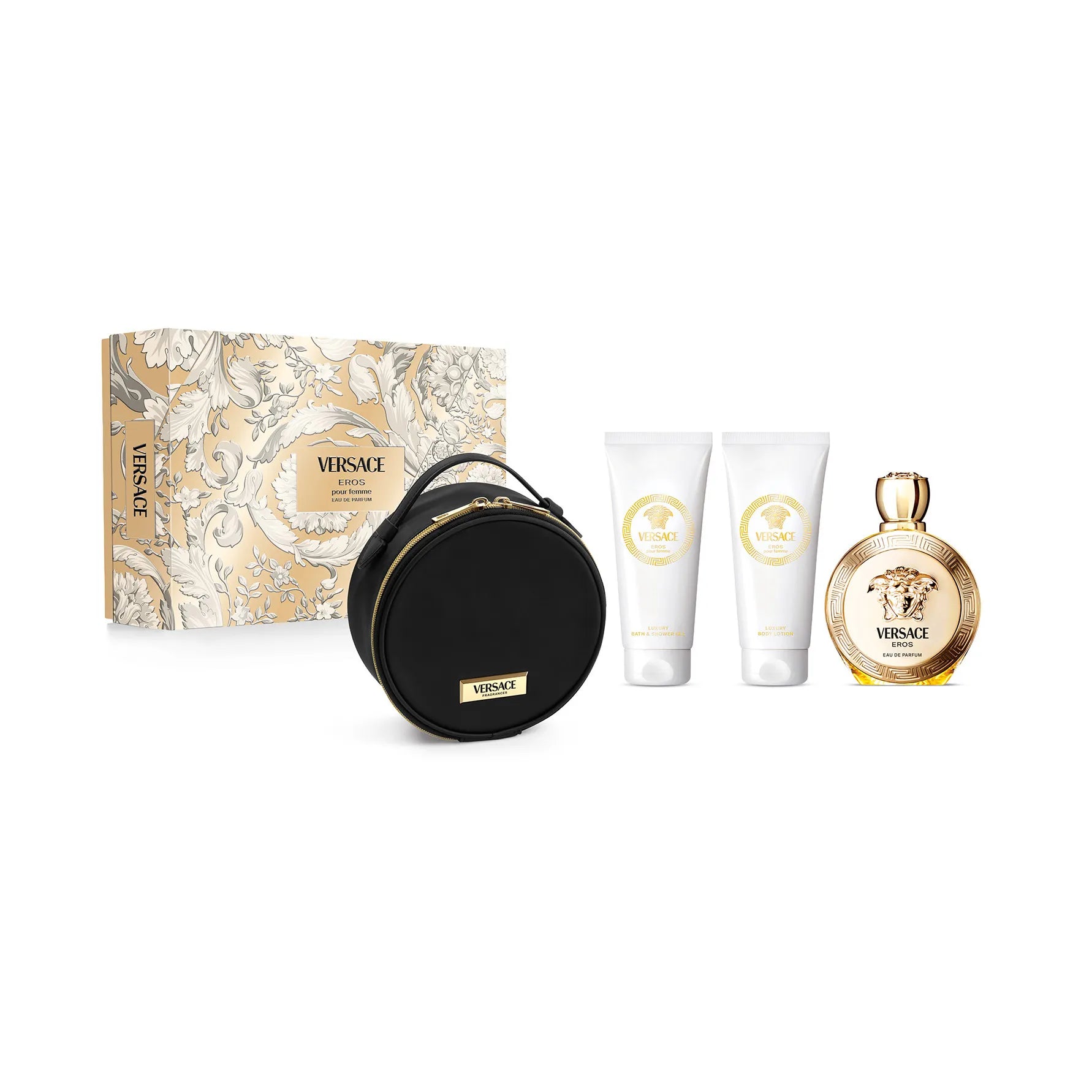 Versace Eros Pour Femme Cofanetto - EDP 100ml + Gel Doccia 100ml + Latte Corpo 100ml + Beauty Case