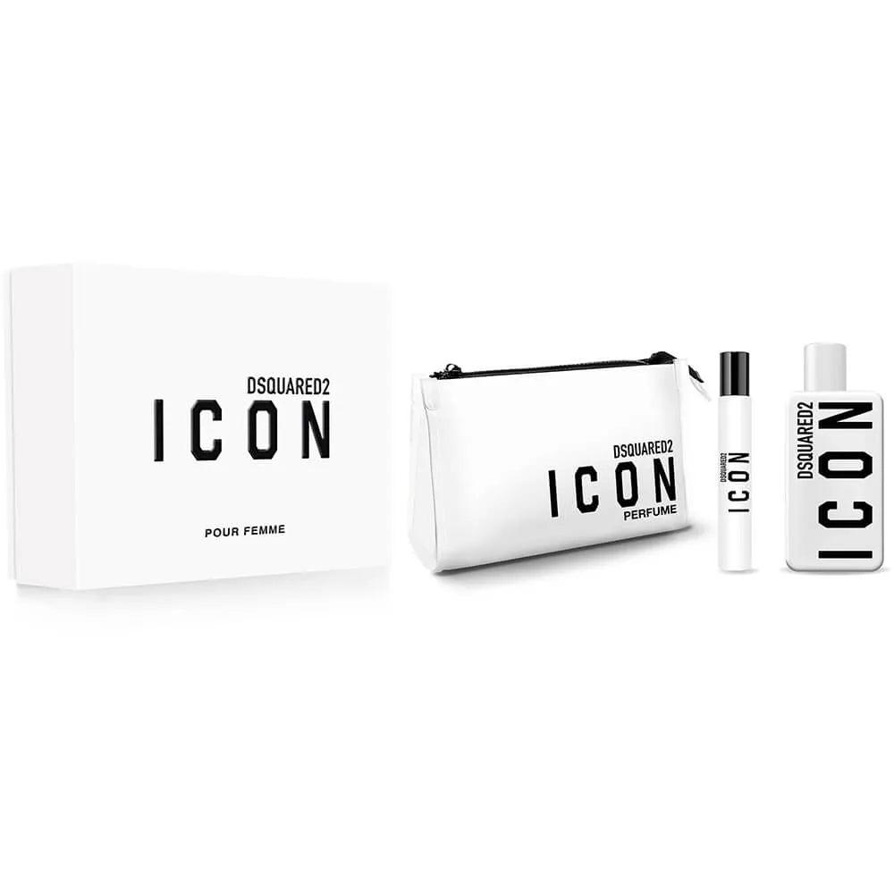 Dsquared2 Cofanetto Icon pour Femme Eau de Parfum 100ml con Travel Spray 10ml e Pochette